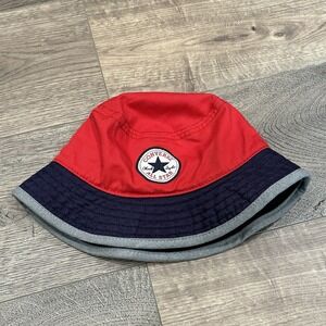 Vintage Converse All-Star‎ Bucket Hat L/XL Red Blue Gray Chuck Taylor All Star